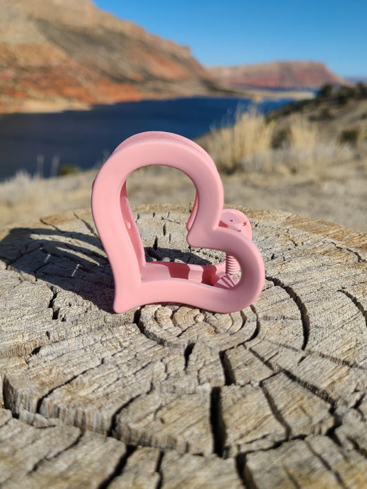 Salmon Pink Heart Claw Clip
